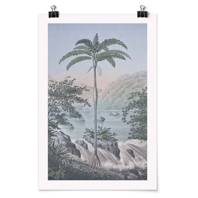 Art posters Vintage Illustration - Landscape With Palm Tree