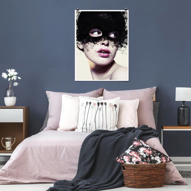 Modern art prints The girl with the black mask