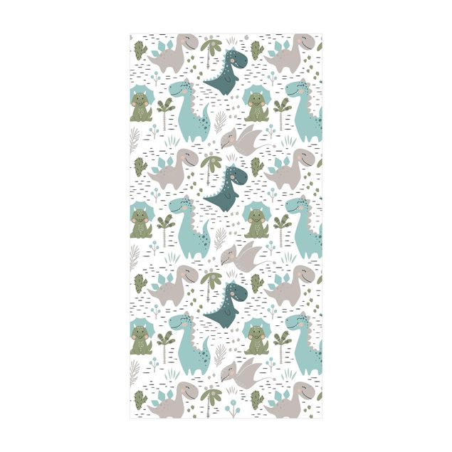 kitchen runner rugs Friendly Dinosaur With Palm Trees And Cacti