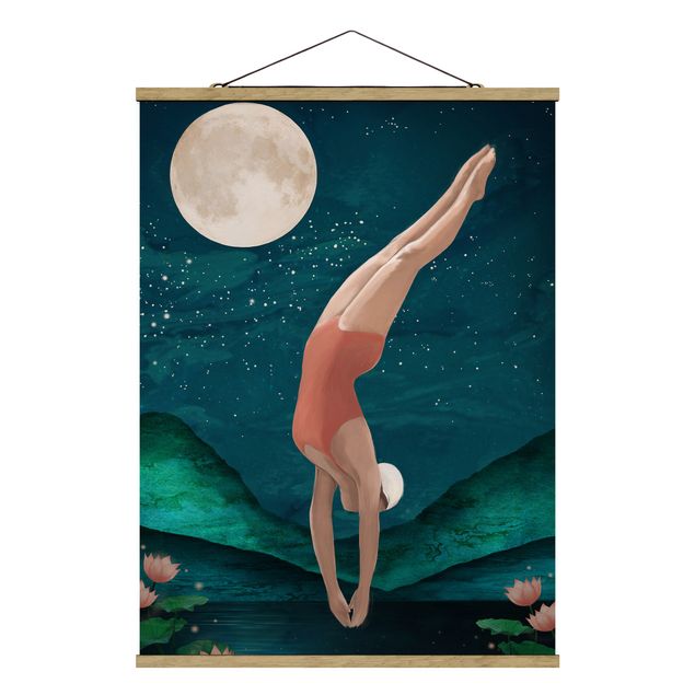 Prints sport Illustration Bather Woman Moon Painting