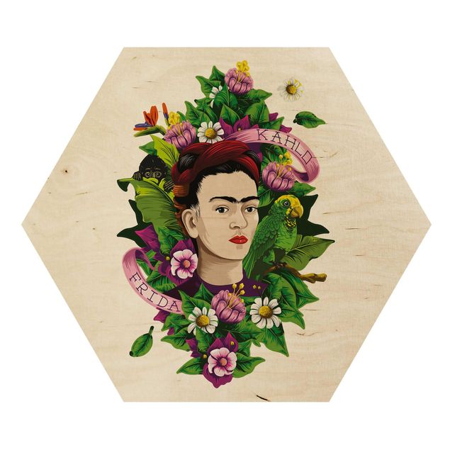Prints Frida Kahlo - Frida, Monkey And Parrot