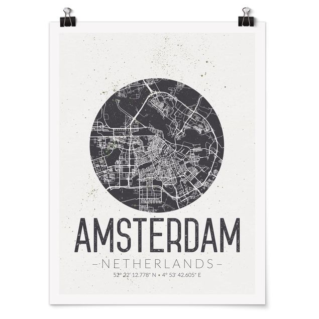 Prints quotes Amsterdam City Map - Retro