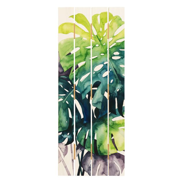 Prints on wood Exotic Foliage - Monstera