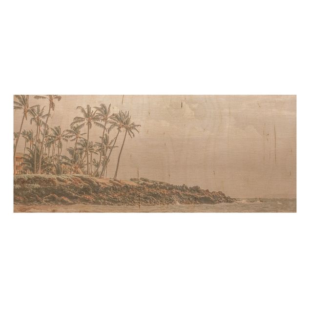 Wood prints landscape Aloha Hawaii Beach
