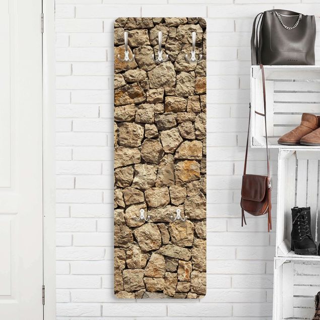 Wall mounted coat rack country Old Cobblestone Wall