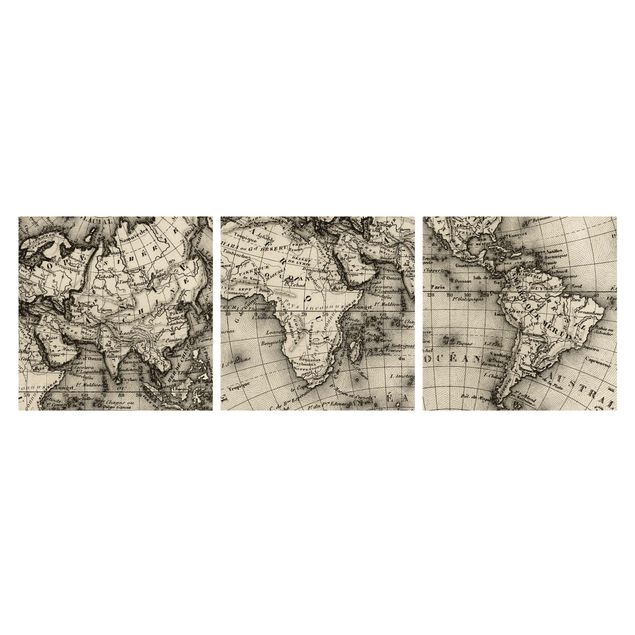 Black and white wall art Old World Map Details