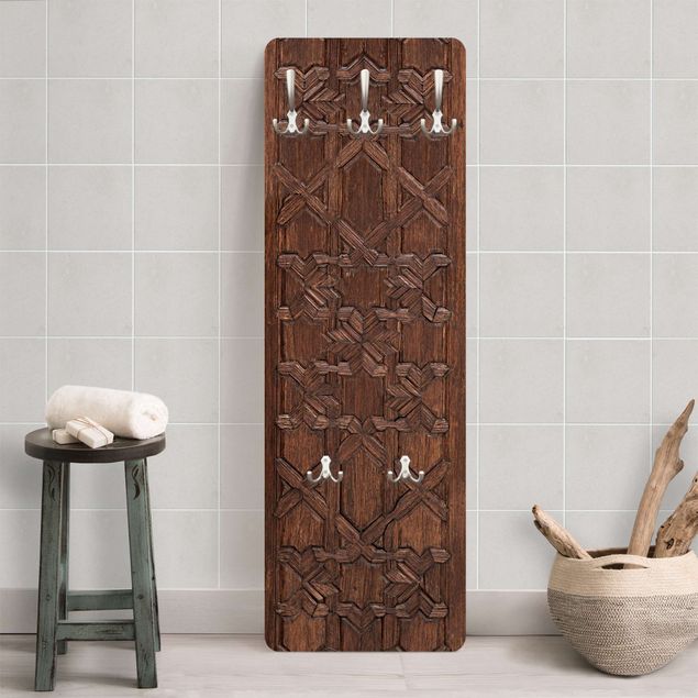 Wall mounted coat rack wood Old Decorated Wooden Door From The Alhambra Palace