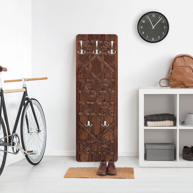 Wall mounted coat rack brown Old Decorated Wooden Door From The Alhambra Palace
