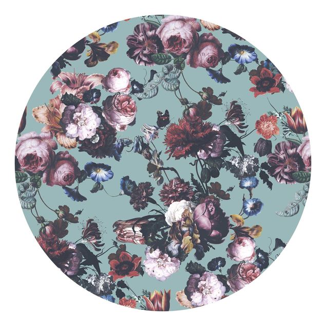 Vintage aesthetic wallpaper Old Masters Flowers With Tulips And Roses On Blue