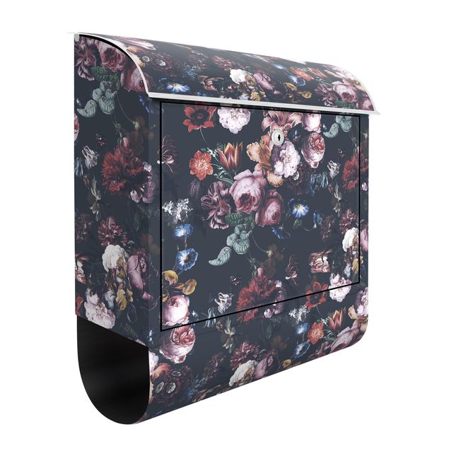 Letterboxes flower Old Masters Flowers With Tulips And Roses On Dark Gray