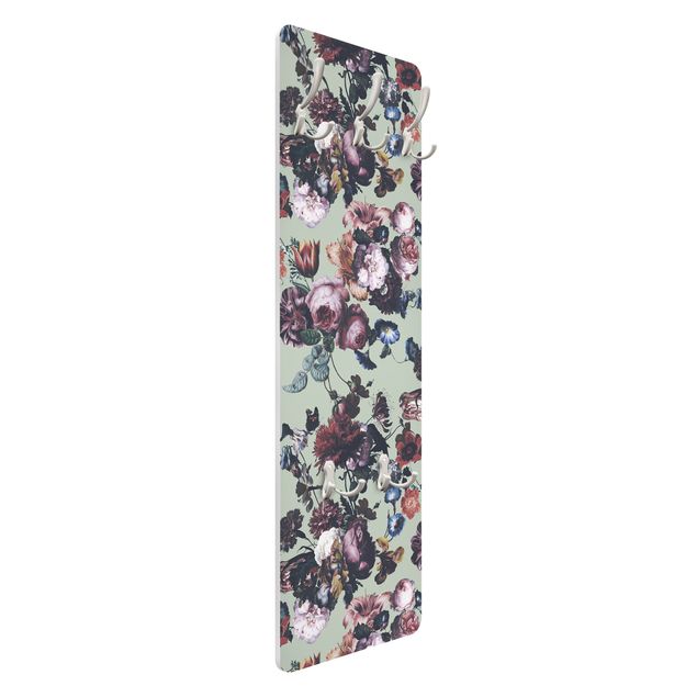 Wall coat rack Old Masters Flowers With Tulips And Roses On Green