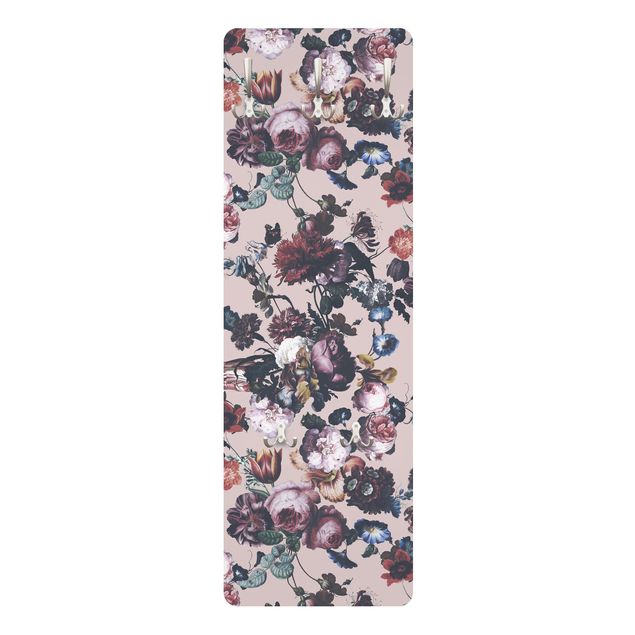 Wall coat hanger Old Masters Flowers With Tulips And Roses On Pink