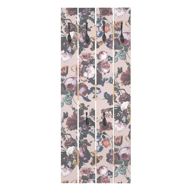 Wall coat rack Old Masters Flowers With Tulips And Roses On Pink