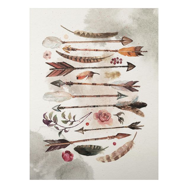 Modern art prints Boho Arrows And Feathers - Watercolour