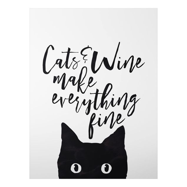 Cat wall art Cats And Wine make Everything Fine