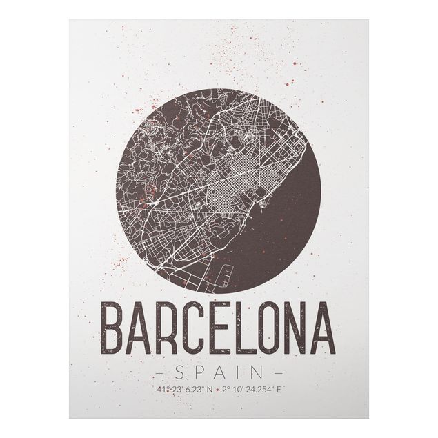 Prints maps Barcelona City Map - Retro