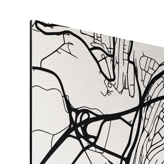 Black and white wall art Bern City Map - Classical