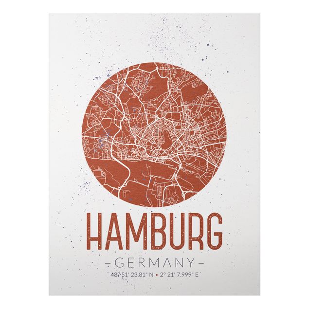 Prints maps Hamburg City Map - Retro