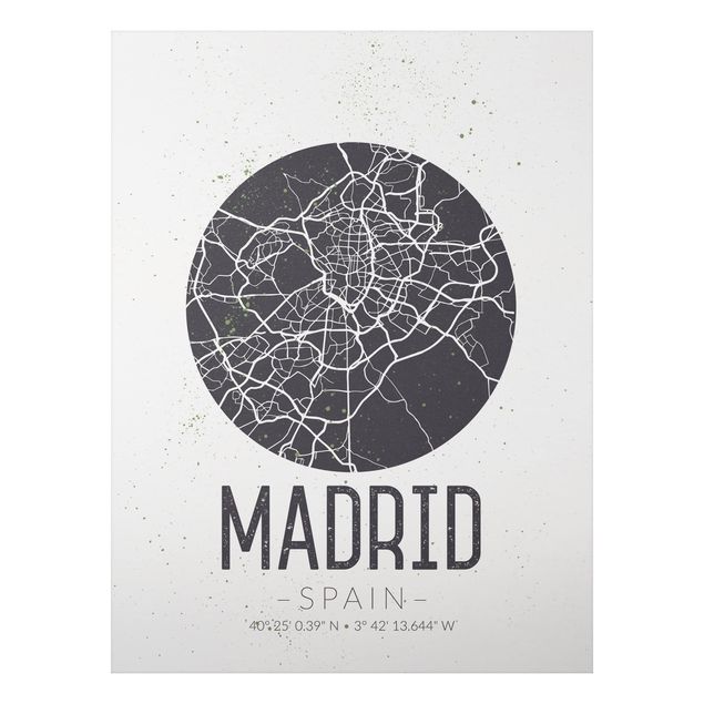 Framed world map Madrid City Map - Retro