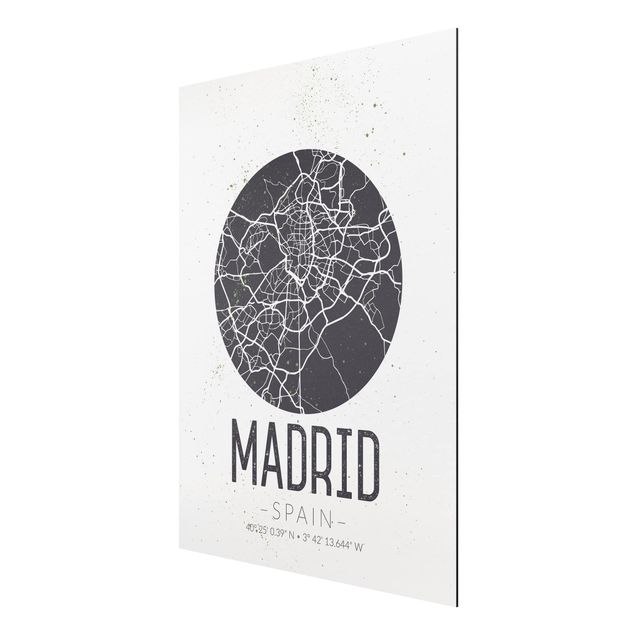 Framed quotes Madrid City Map - Retro