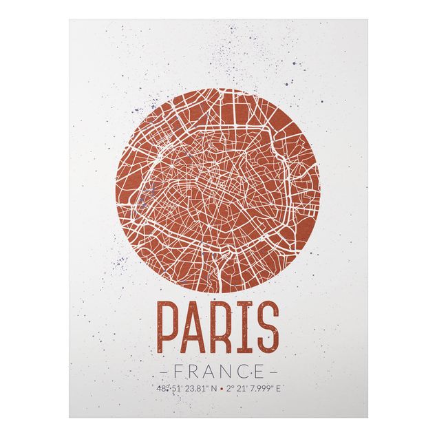 Prints Paris City Map Paris - Retro