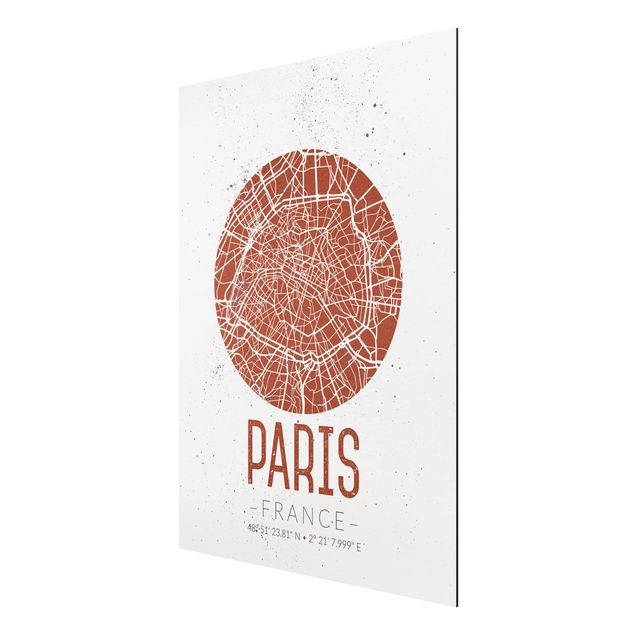 Printable world map City Map Paris - Retro