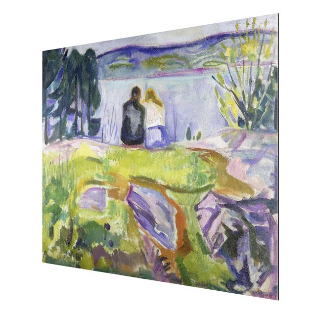 Art style post impressionism Edvard Munch - Spring (Love Couple On The Shore)