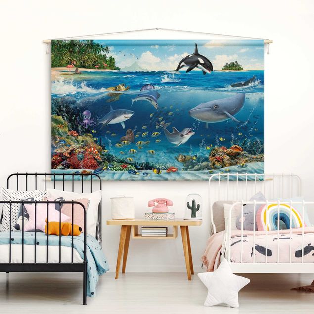 modern wall tapestry Animal Club International - Underwater World With Animals