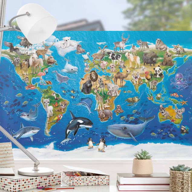 Kids room decor World Map With Animals