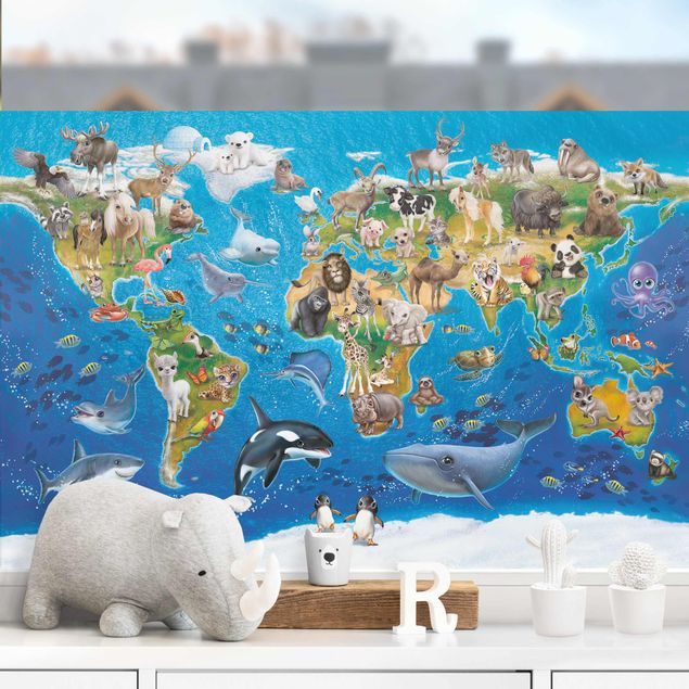 Window stickers animals World Map With Animals