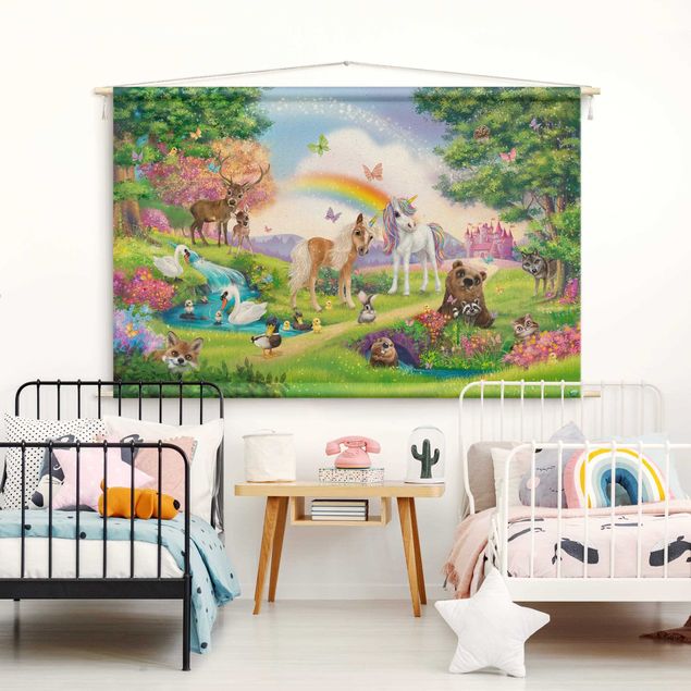 modern tapestry Animal Club International - Magical Forest With Unicorn
