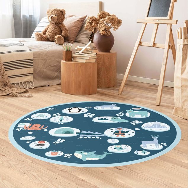 modern area rugs Playroom Mat Antarctica - Polar Bear Rudi Wants Fish