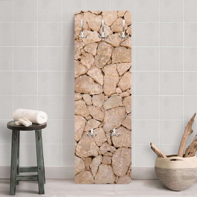 Shabby chic wall coat rack Apulia Stonewall - Ancient Stone Wall Of Large Stones