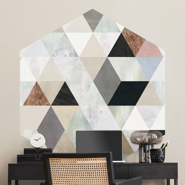 Geometric pattern wallpaper Watercolour Mosaic With Triangles I