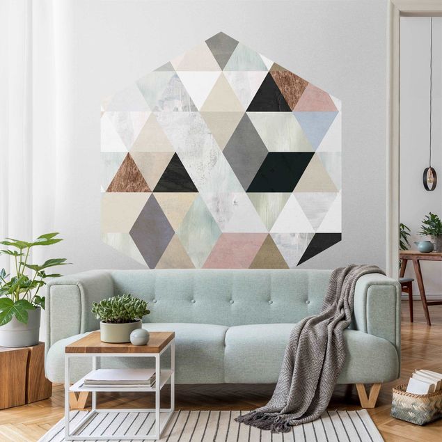 Aesthetic vintage wallpaper Watercolour Mosaic With Triangles I