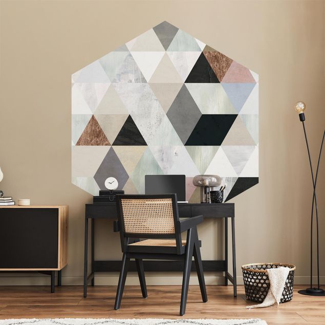Modern wallpaper designs Watercolour Mosaic With Triangles I