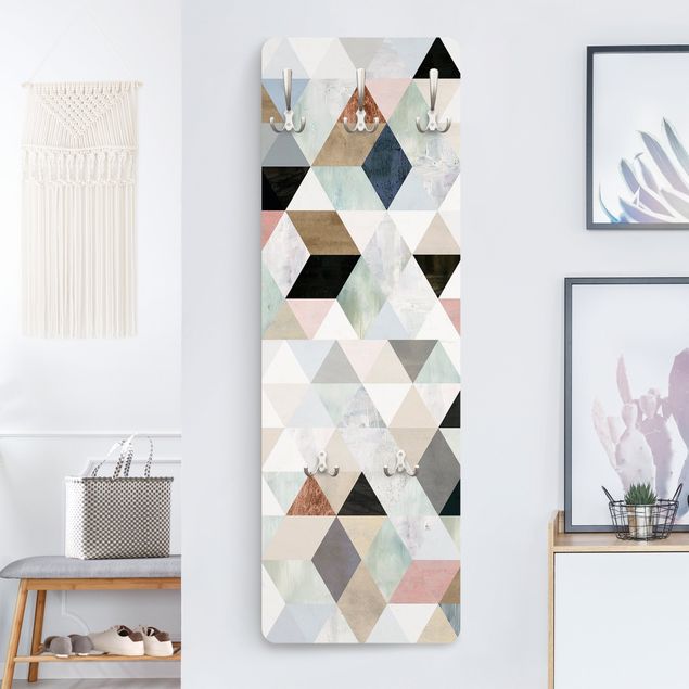 Vintage coat hook rack Watercolour Mosaic With Triangles I