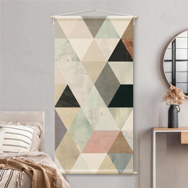 extra large tapestry Watercolour Mosaic With Triangles I