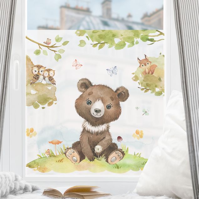 Nursery decoration Watercolour Bear Owl and Squirrel
