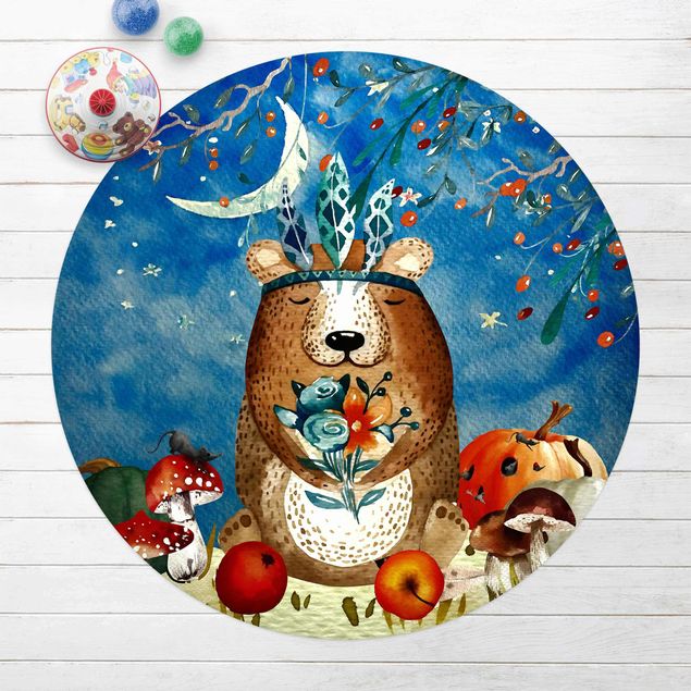 Nursery decoration Watercolour Bear In Moonlight