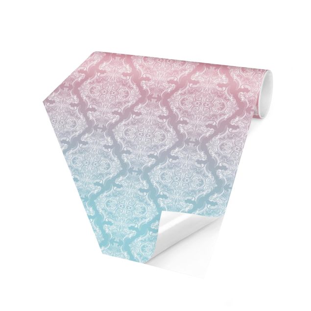 Pink aesthetic wallpaper Watercolour Baroque Pattern With Blue Pink Gradient