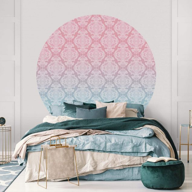 Modern wallpaper designs Watercolour Baroque Pattern With Blue Pink Gradient