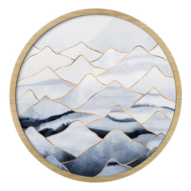 Contemporary art prints Watercolour Mountains White Gold