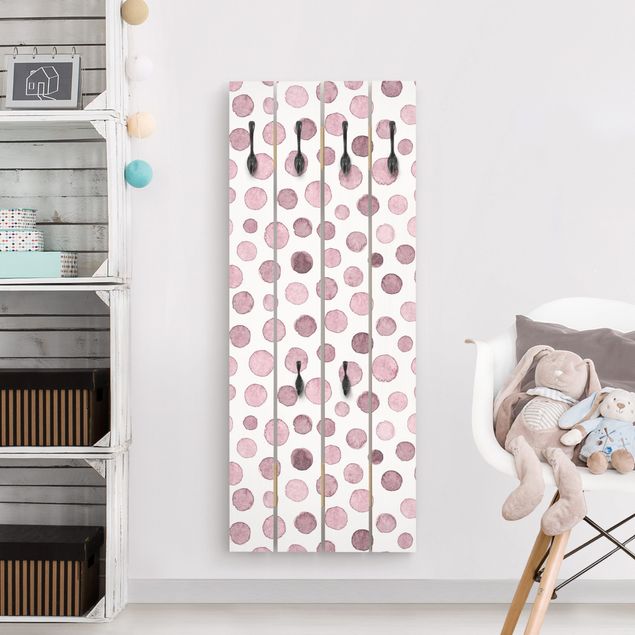 Wall mounted coat rack patterns Watercolour Bubbles In Antique Pink