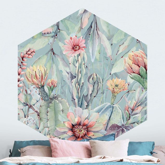 Wallpapers flower Watercolour Blooming Cacti Bouquet