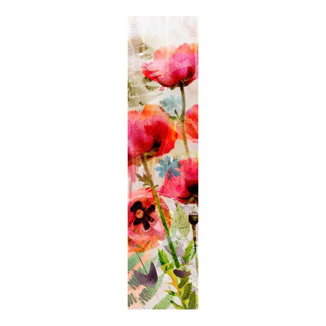 Sliding panel curtains flower Watercolour Flowers Poppy