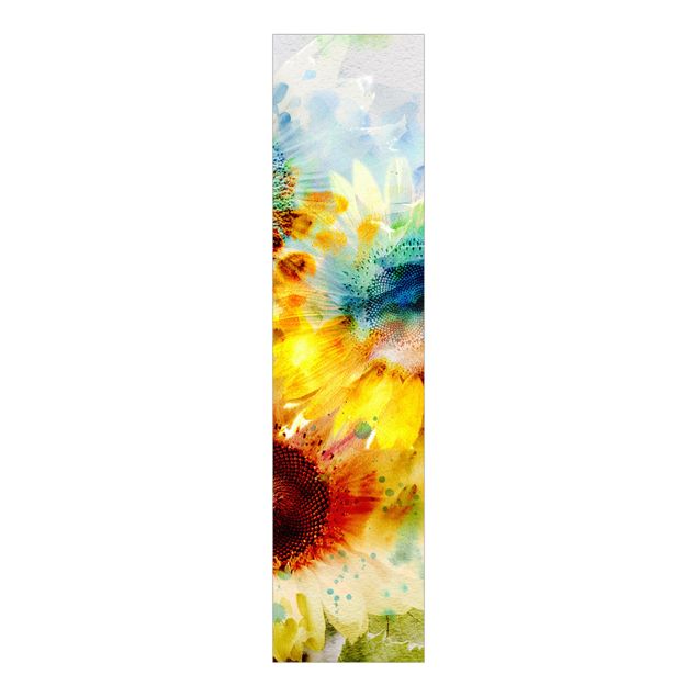Sliding panel curtains flower Watercolour Flowers Sunflowers