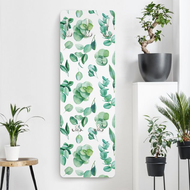 Wall mounted coat rack flower Watercolour Eucalyptus Branch And Leaves Pattern