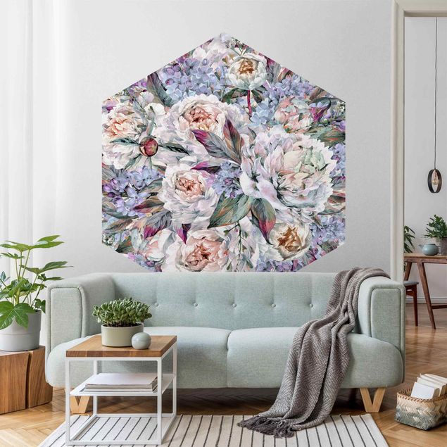 Wallpapers flower Watercolour Lilac Peony Bouquet