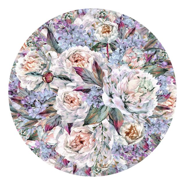 Modern wallpaper designs Watercolour Lilac Peony Bouquet